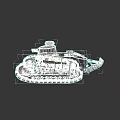Dark Colored Military Tank Weapon Model With Tracks Cannon And Number 16