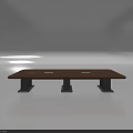 Modern Conference Table With Rectangular Wooden Top And Metal Support Legs 3d model