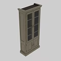 Vintage Wooden Cabinet with Glass Doors and Classic Carved Design for Living Room Storage