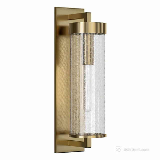 Modern Brass Wall Sconce With Textured Glass Shade For Indoor Home Decor 3d model 