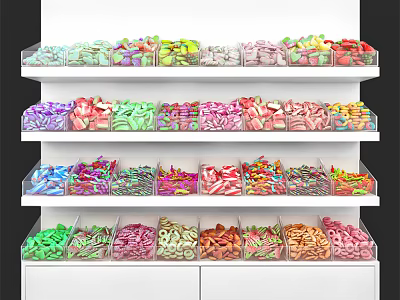 Colorful Candy Display Shelf with Transparent Containers and Multi Layer Design 3d model