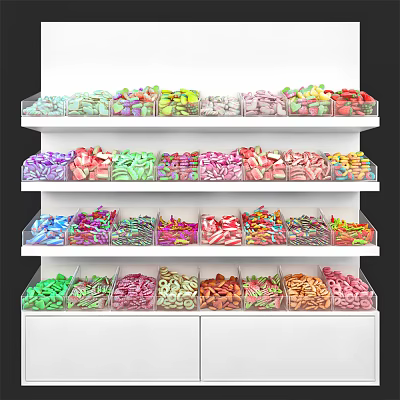 Colorful Candy Display Shelf with Transparent Containers and Multi Layer Design 3d model