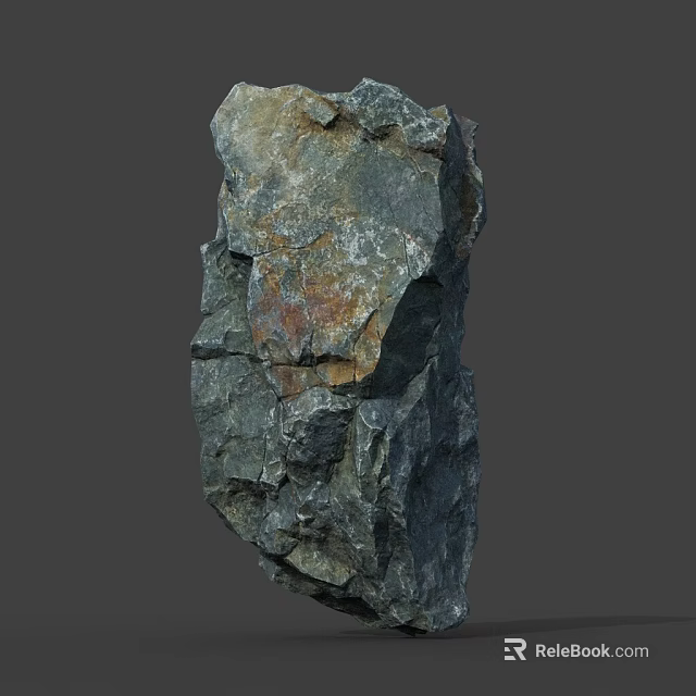 Natural Rock With Rough Surface And Varied Gray Brown Orange Hues 3d model 