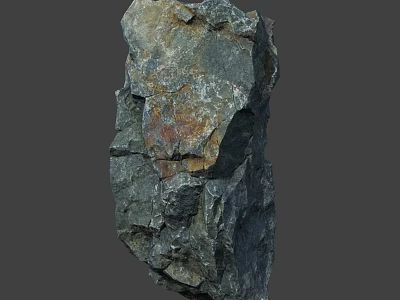 Natural Rock With Rough Surface And Varied Gray Brown Orange Hues 3d model