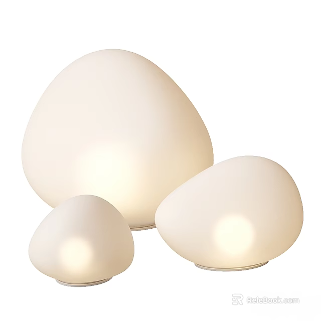 Modern White Egg Shaped Outdoor Lights With Different Sizes And Soft Glow 3d model 