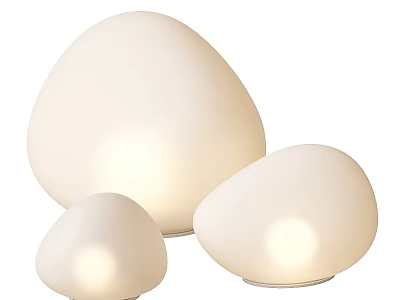 Modern White Egg Shaped Outdoor Lights With Different Sizes And Soft Glow 3d model