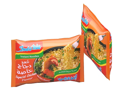 Indomie Instant Noodles Special Chicken Flavor With Vegetables And Packaging 3d model