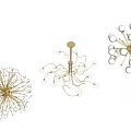 Modern Chandeliers With Elegant Designs Golden Structures And White Globe Decorations 3d model