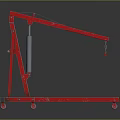 Red Mobile Crane With Tripod Base Extendable Boom And Swivel Hook On Wheels 3d model