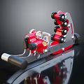 Red Heavy Duty Mechanical Tool With Multiple Rollers And Metal Structure Device