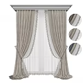 Elegant Beige Curtains With Lace Trim Double Layer Design And Color Options