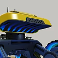 Yellow Explorer Utility Vehicle With Solar Panel Large Wheels And Blue Accents