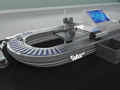 Automated Commercial Equipment With Conveyor Belt Robotic Arm And Digital 3d model