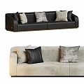 Stylish Black and Beige Three Seater Sofa With Decorative Throw Pillows 3d model