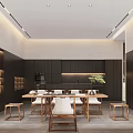 Modern Clubhouse Interior Design Featuring Spacious Layout Wooden Furniture Large Windows And Decorative Shelves