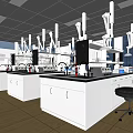 Modern Laboratory Interior With Benches Fume Hoods And Scientific Instruments Lighting