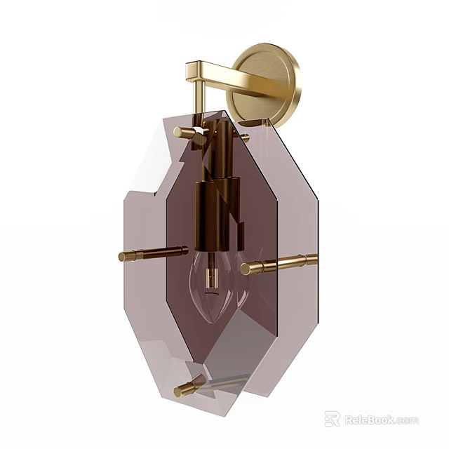 Elegant Modern Wall Lamp With Transparent Glass Shade And Brass Metal Frame Design 3d model 