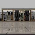 Modern Clothing Store With Glass Display Windows Mannequins Clothing Racks And Green Plants