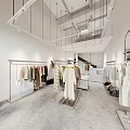 L Wong Fashion Store Modern Glass Storefront With Stylish Clothing Displays And Plants