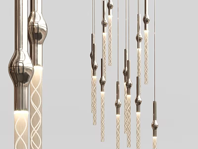 Modern Metallic Chandeliers With Braided Texture And Reflective Finish For Interior Decoration 3d model