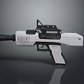 Modern Gun With 2000 Marking White And Black Color Equipped With Scope