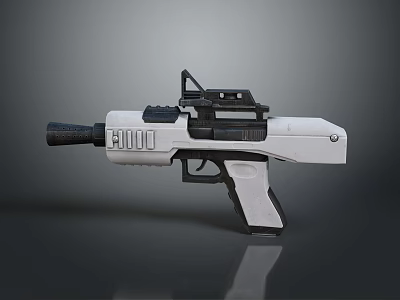 Modern Gun With 2000 Marking White And Black Color Equipped With Scope 3d model