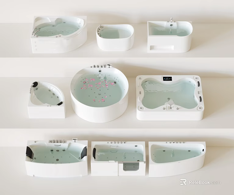 Variety Of Bathtubs For Different Bathroom Styles 3d model 