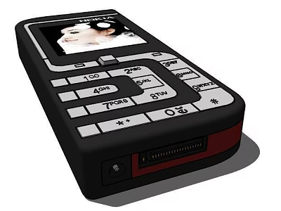 Classic Feature Mobile Phone With Keypad Screen Showing Portrait Photo Black Red Design 3d model