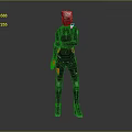 Sci Fi Humanoid Robotic Character In Black Bodysuit With Red Details And Mechanical Features