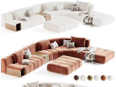 Modern Modular Sectional Sofa With Multiple Color Options Cushions And Ottoman 3d model