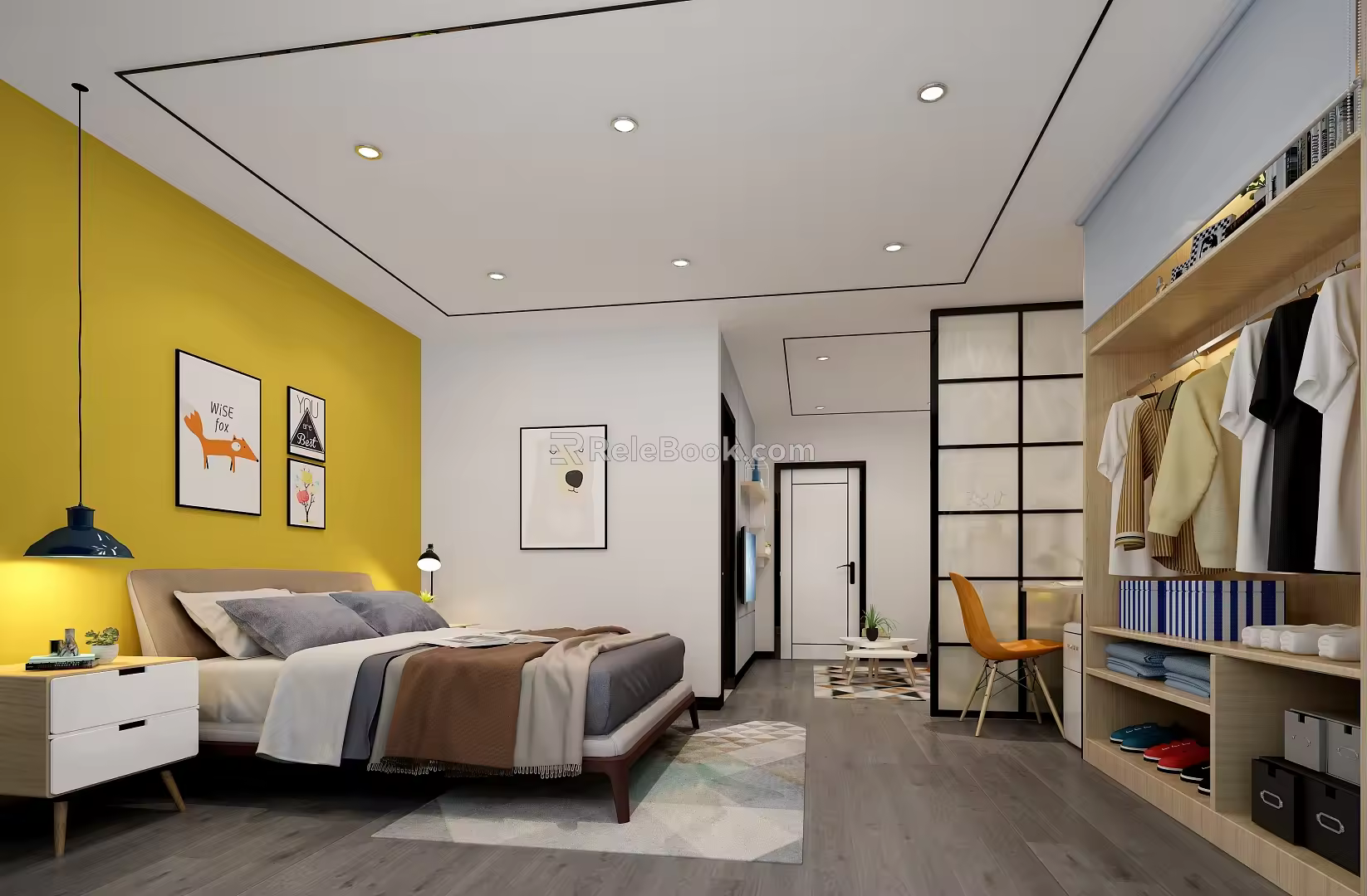 Nordic Apartment Wardrobe Bedside Table Lamp 3d model