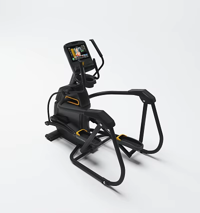 Modern Elliptical Trainer Fitness Equipment With LCD Screen And Black Yellow Design 3d model