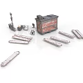Industrial Scene Components With Metal Strips Brick Structure And Toolbox Parts