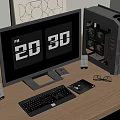 Modern Computer Setup With Monitor Showing 2D 3D Keyboard Mouse And Speakers
