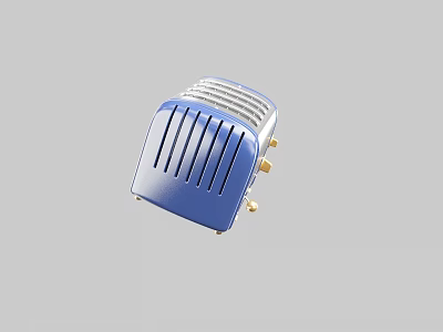 Vintage Blue Kitchen Appliance With Silver Stripes And Gold Accents 3d model