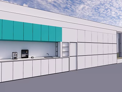 Water bar counter cabinet wall in public office area 3d model