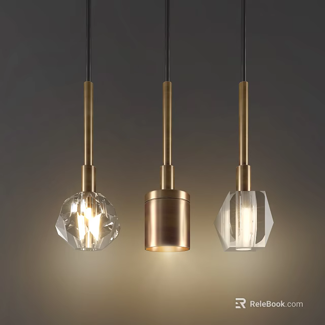 Modern Chandeliers With Different Designs Metal Rods And Glass Shades For Contemporary Interior Lighting 3d model 