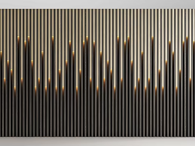 Modern Bedroom Accent Wall With Vertical Stripes And Gold Accent Textured Design 3d model
