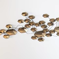 Creative Leaf Shaped Wall Decor with Blue Green Brown Hues in Irregular White Wall Arrangement