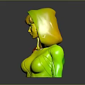 Blonde Female Character Wearing White Hood And Spider Pattern Bodysuit Against Gray Background