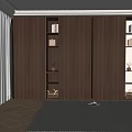 Modern Wardrobe Non-Corner Swing Door to Top Wardrobe Set Material Lattice Books Pottery Pot Dry Branch 3d model