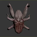 Red Insect Monster Game Movie Character With Multiple Limbs Wings Body Holes And Spiked Limbs