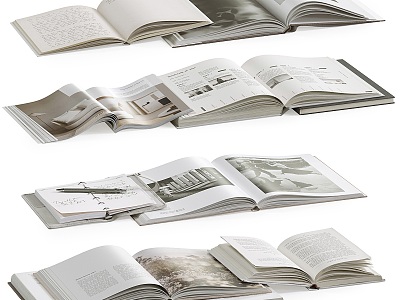 Book combination book magazine book ornaments 3d model