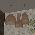 Rattan chandelier combination 3d model