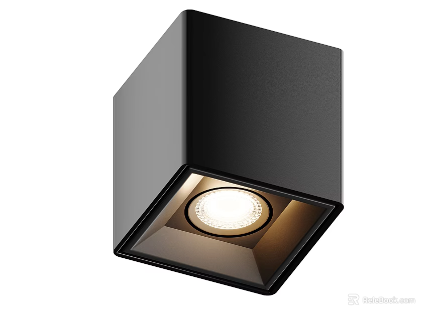 Sleek Black Square Design Downlight Spotlight With LED Illuminated Ceiling Mounted 3d model 