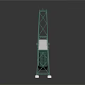 Modern Long White Bridge Structure With Green Supports And Reflective Surface
