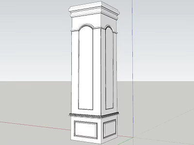 Detailed Classical Decorative Column Architectural Design With Arched Panels And Base 3d model