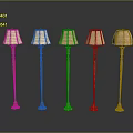 Five Classic Floor Lamps With Elegant Stands And Fabric Shades For Home Decor