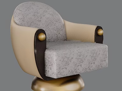 Elegant Modern Single Sofa With Mixed Upholstery And Gold Metal Base For Cozy Living Room 3d model