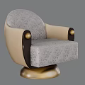 Elegant Modern Single Sofa With Mixed Upholstery And Gold Metal Base For Cozy Living Room